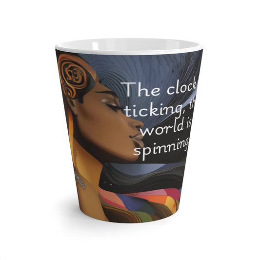 Latte Mug -  Elegant World Spinning Design - Gift for 30s and 40s